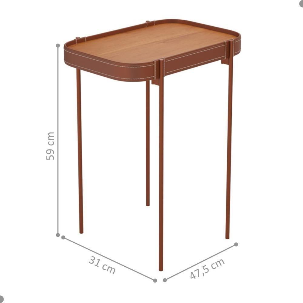 Mesa Lateral Com Pés De Metal Lagos Nature Cobre - 2