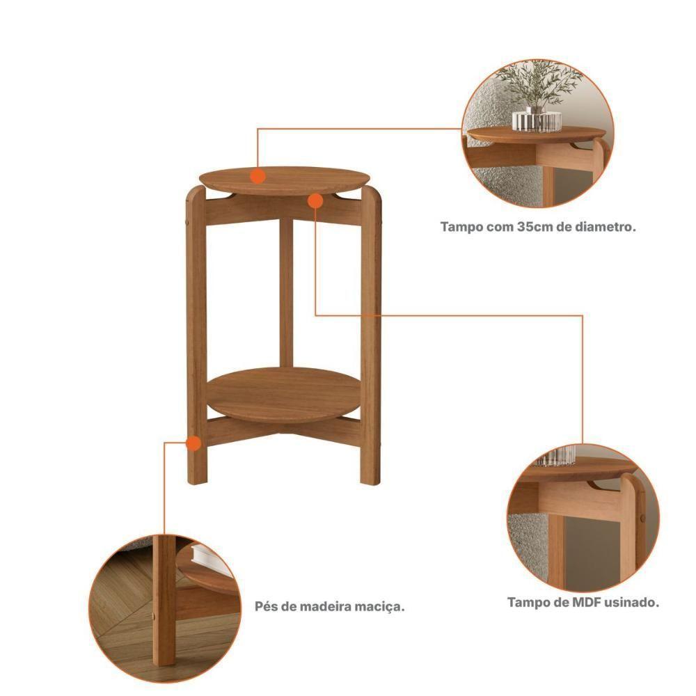 Mesa Lateral 3 Pés Bornemouth Cedro - 5