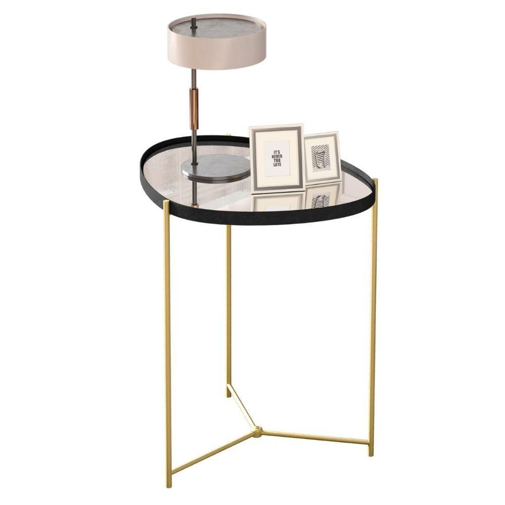 Mesa Lateral Porto Principe Preto Dourado - 2