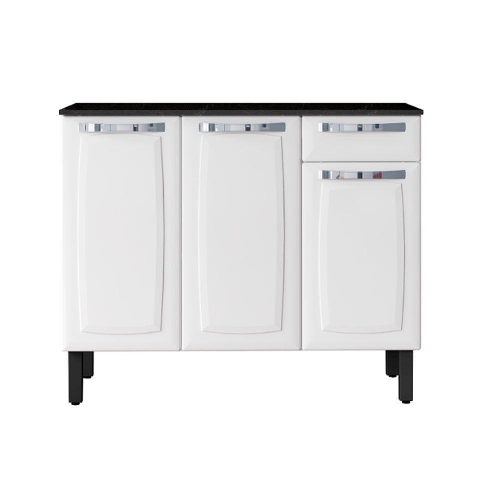 Balcão Rose Em Aço 3 Portas 1 Gaveta Com Tampo Itatiaia Branco - 1