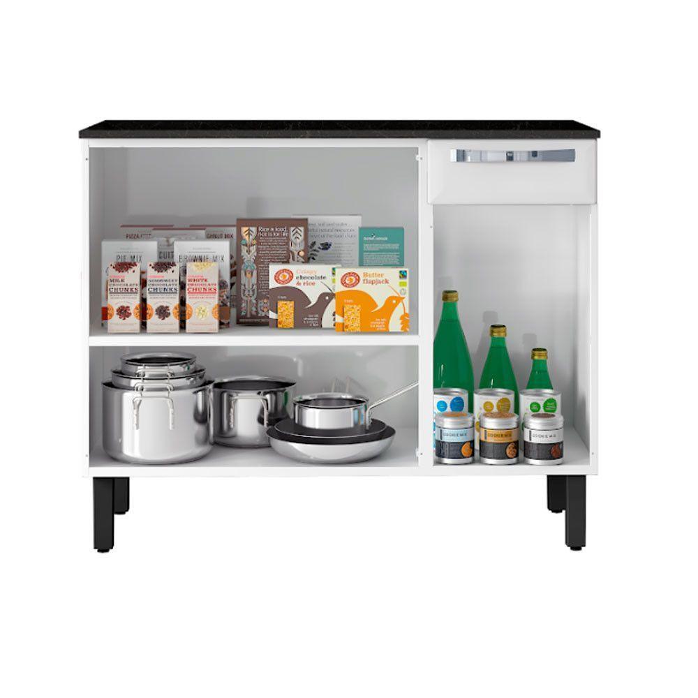 Balcão Rose Em Aço 3 Portas 1 Gaveta Com Tampo Itatiaia Branco - 2