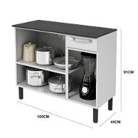 Balcão Rose Em Aço 3 Portas 1 Gaveta Com Tampo Itatiaia Branco - 5