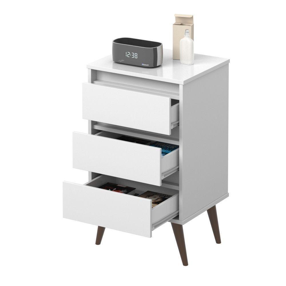 Conjunto De 2 Mesas De Cabeceira Mundo Retrô Branco - 4