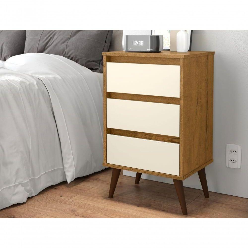 Conjunto De 2 Mesas De Cabeceira Mundo Retrô Freijo Off White - 2