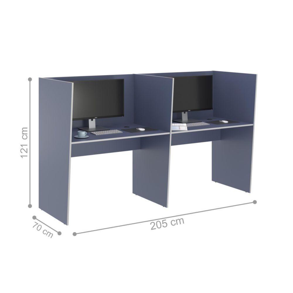 Guiche De Trabalho 2 Lugares Grecia Azul - 2