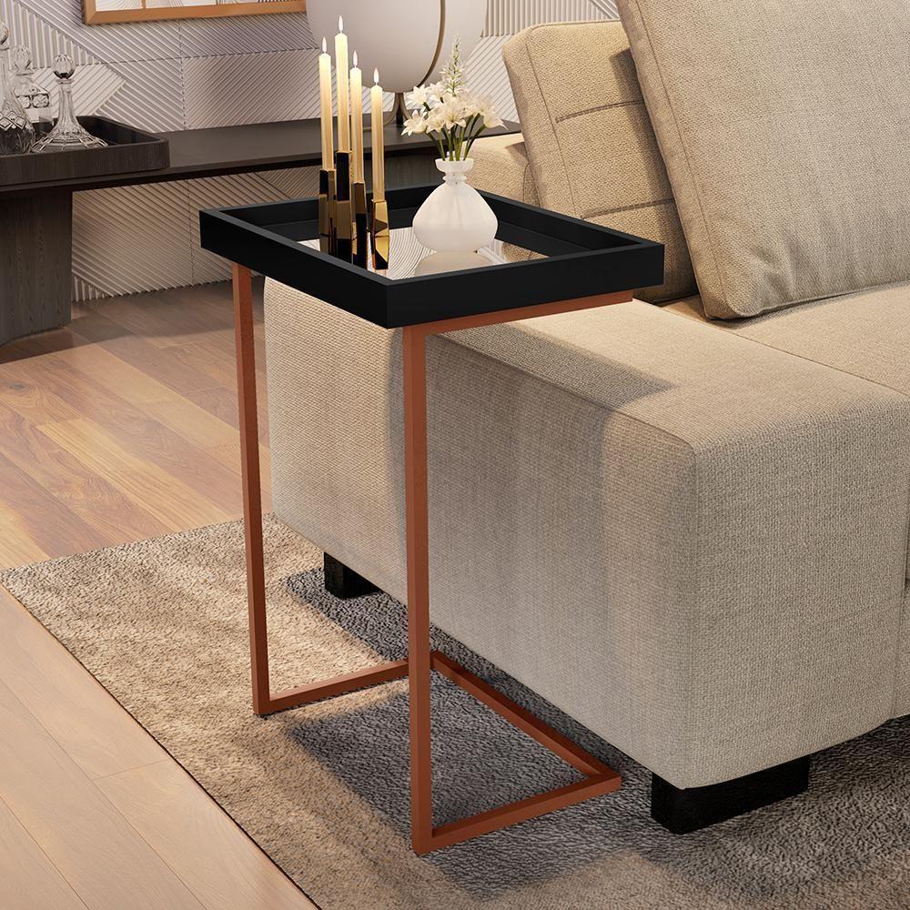 Mesa De Apoio Reggio Preto Pe Bronze - 1