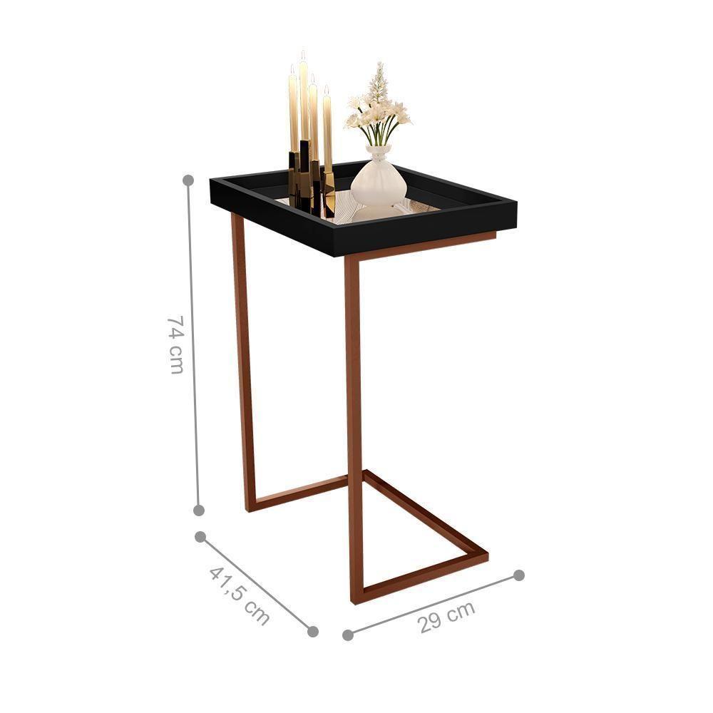 Mesa De Apoio Reggio Preto Pe Bronze - 2