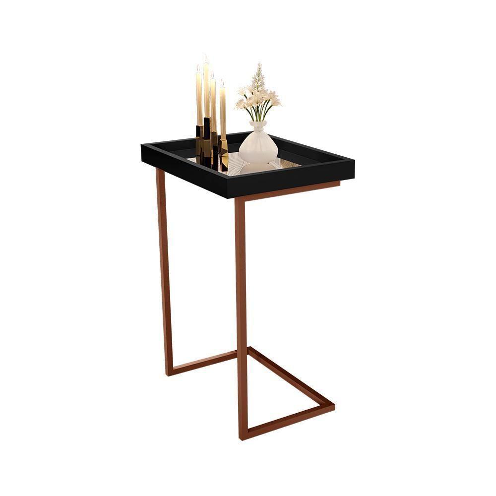 Mesa De Apoio Reggio Preto Pe Bronze - 3