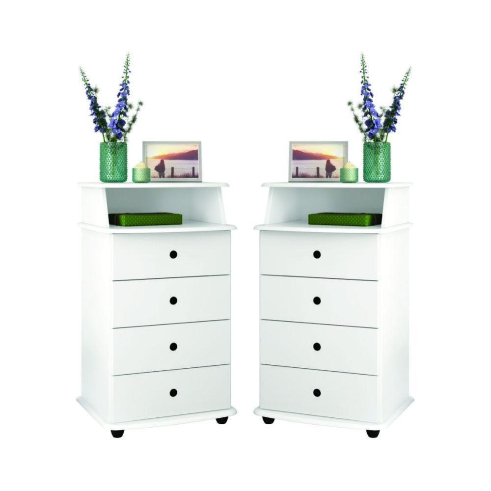 Kit De 2 Mesas De Cabeceira Lux Ll Branco - 1