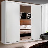 Guarda Roupa Casal Barcelona Branco 3 Portas De Correr 4 Gavetas E 3 Espelhos Minastex - 8