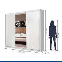 Guarda Roupa Casal Barcelona Branco 3 Portas De Correr 4 Gavetas E 3 Espelhos Minastex - 12