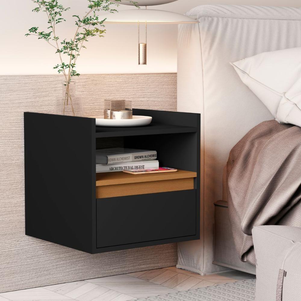 Mesa Cabeceira Suspensa Giardini Preto Nature - 1