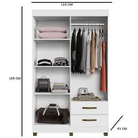 Roupeiro Copacabana Branco 4 Portas Com Espelho Benetil Móveis Branco - 2