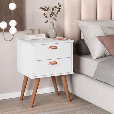 Mesa Cabeceira 2 Gavetas Empoli Branco