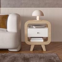 Mesa De Apoio Lyon Com Entrada Usb Nature Branco - 1