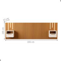 Cabeceira Ripada De Casal Com Led Locarno Nature Pérola - 2