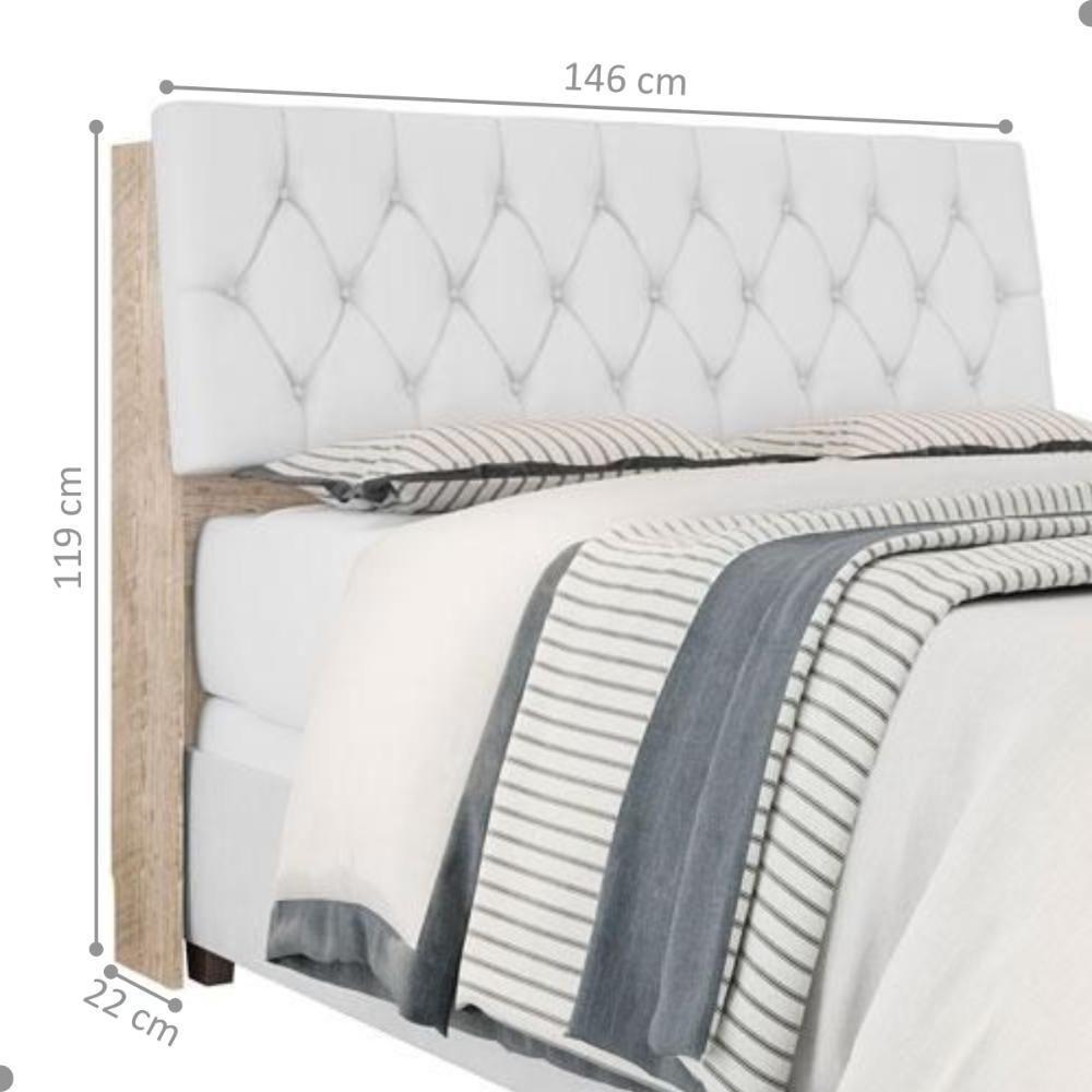 Cabeceira Box Casal Isis Amarula Com Capitonê Branco - 2