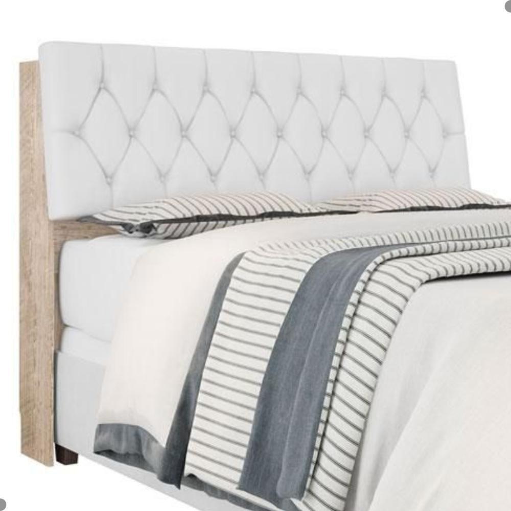 Cabeceira Box Casal Isis Amarula Com Capitonê Branco - 3