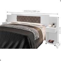 Cabeceira Box Bruna Branco Com Capitonê Bege Escuro - 2