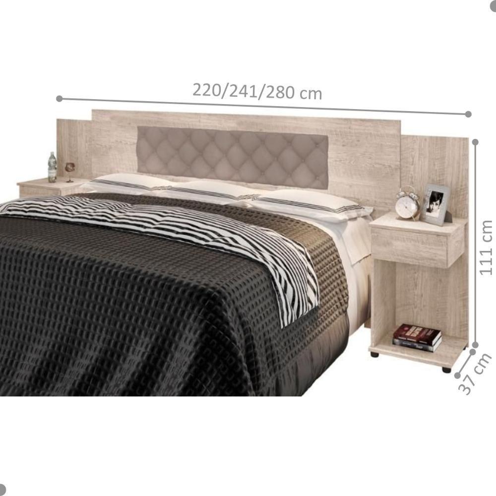 Cabeceira Box Bruna Amarula Com Capitonê Bege Claro - 2