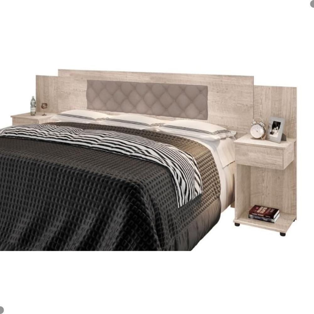 Cabeceira Box Bruna Amarula Com Capitonê Bege Claro - 3