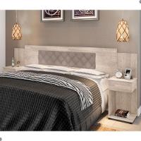 Cabeceira Box Bruna Amarula Com Capitonê Bege Claro - 1