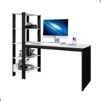 Mesa Industrial Com Prateleira Para Escritório Simet Preto E Branco - 3