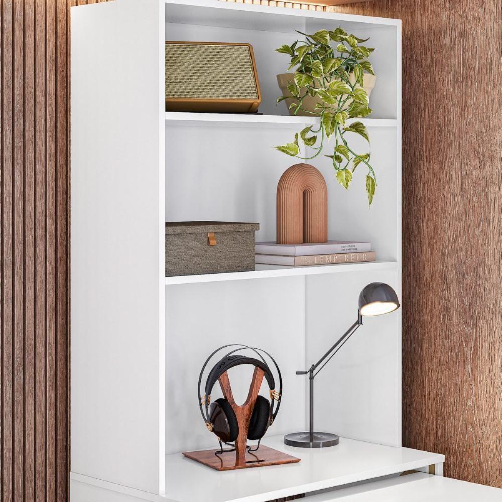 Mesa Com Estante Para Quarto Pequim Branco - 4