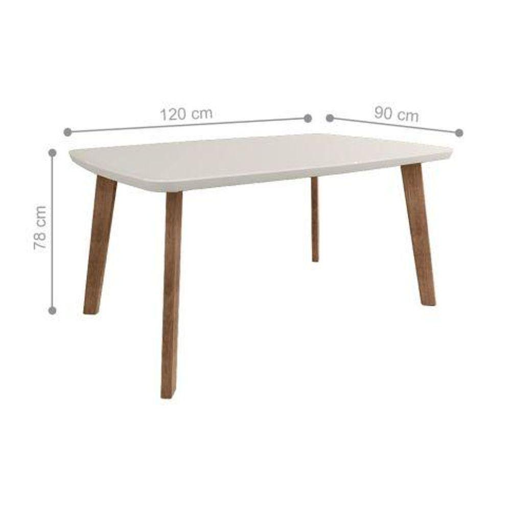 Mesa De Jantar 4 Lugares 1,20x0,90 Toulon Oblongo Off White - 2