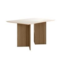 Mesa De Jantar 4 Lugares 1,36m Tampo Com Vidro Napoles Carvalho Off-white - 1