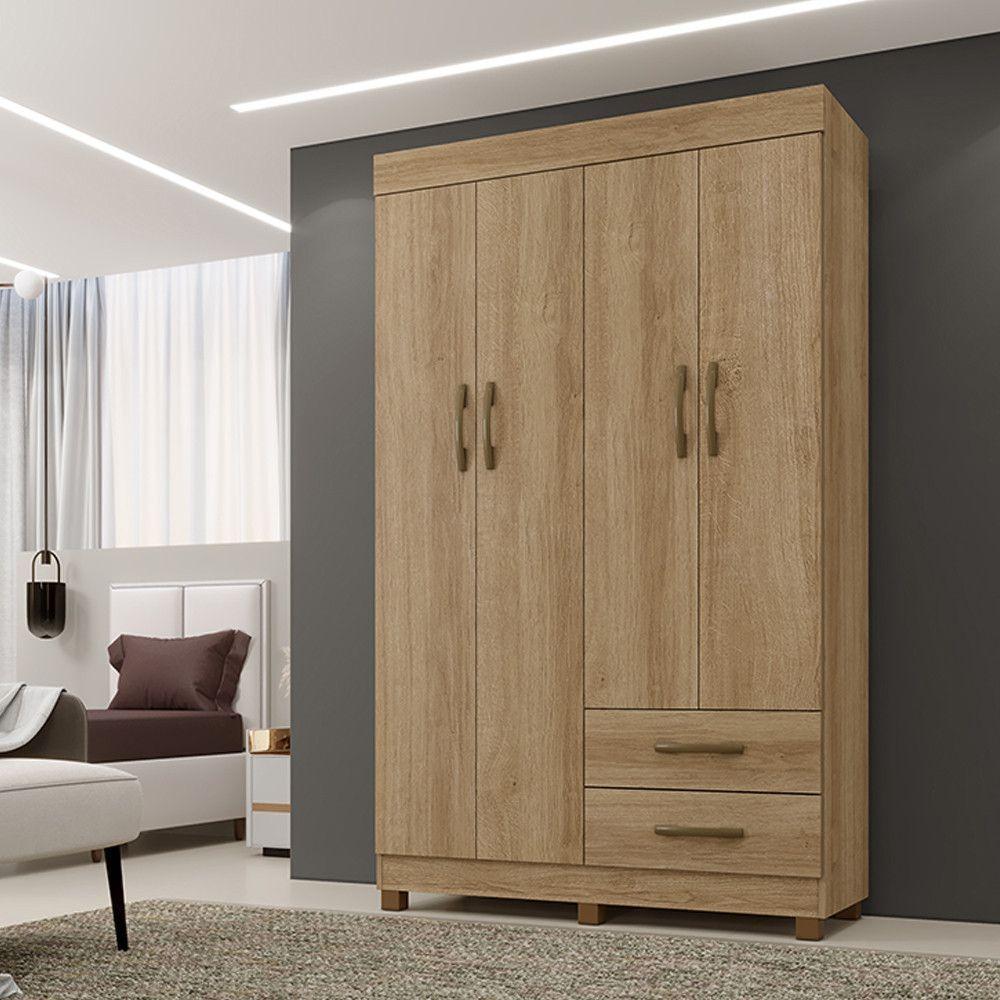 Roupeiro Copacabana Canela Sem Espelho Com 4 Portas Benetil Móveis Canela - 3