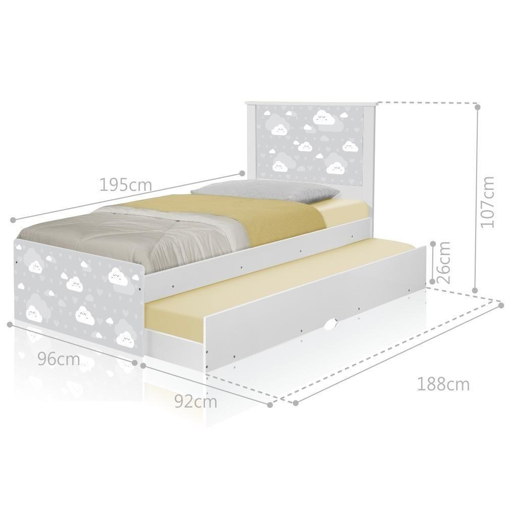 Cama Solteiro Nuvem Cinza Menino E Menina Com Auxiliar - 1