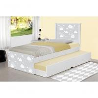 Cama Solteiro Nuvem Cinza Menino E Menina Com Auxiliar - 3