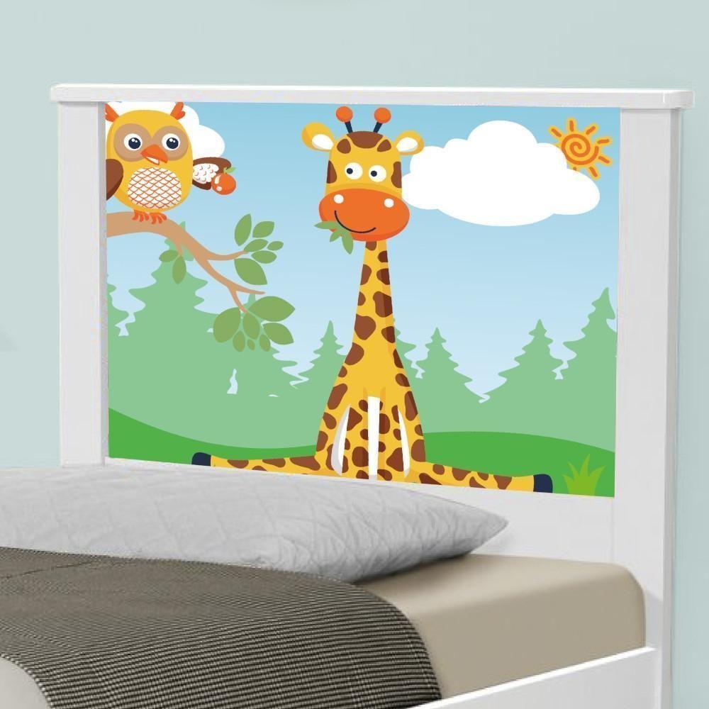 Cama Solteiro Com Cabeceira Adesivada Safari Girafa - 4