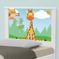 Cama Solteiro Com Cabeceira Adesivada Safari Girafa