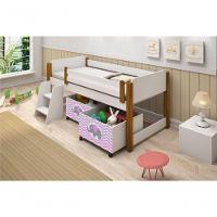 Cama Solteiro Paty Branco Com Mel Com Baú Adesivado Filhote Rosa - 2