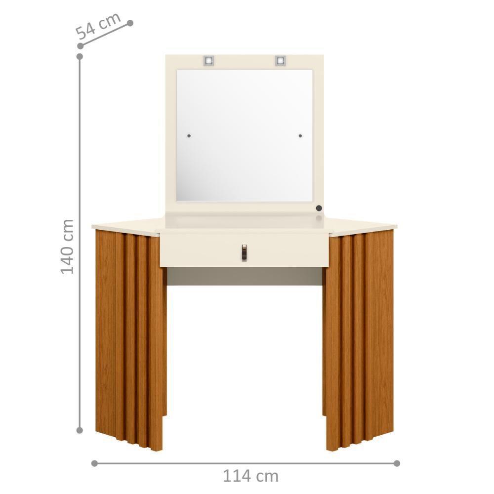 Camarim Ripado Com Led E Espelho Uraí Cinamomo Off White - 2
