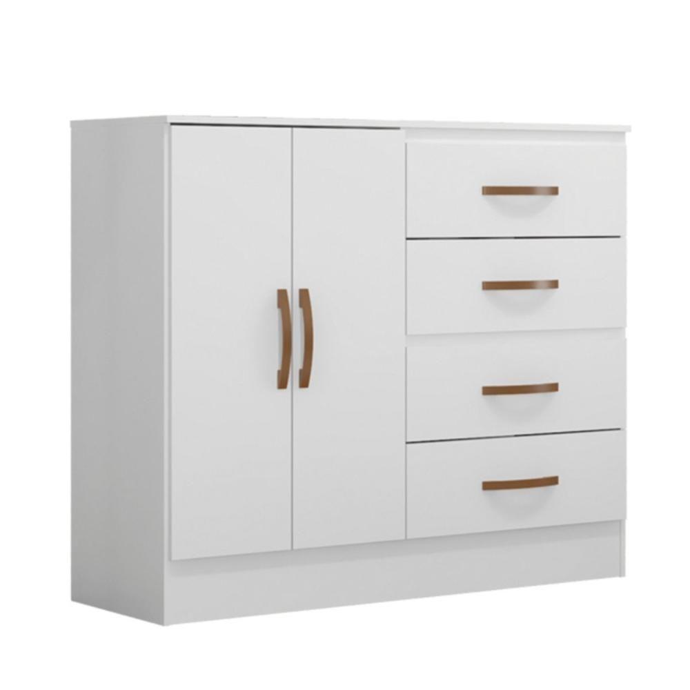 Gaveteiro Com 4 Gavetas 2 Porta Indiana Branco Brilho - 2