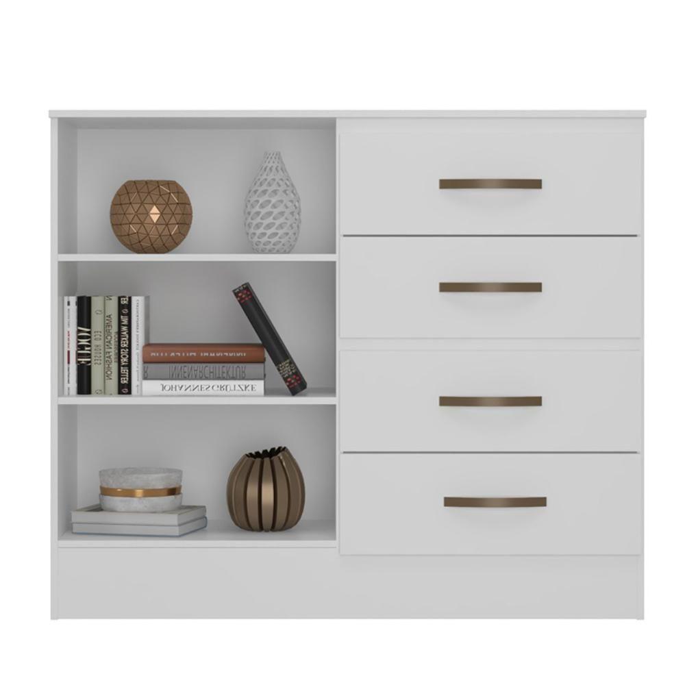 Gaveteiro Com 4 Gavetas 2 Porta Indiana Branco Brilho - 3