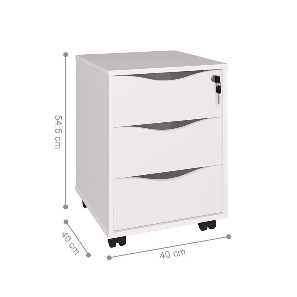 Gaveteiro 3 Gavetas Bronte Branco - 2