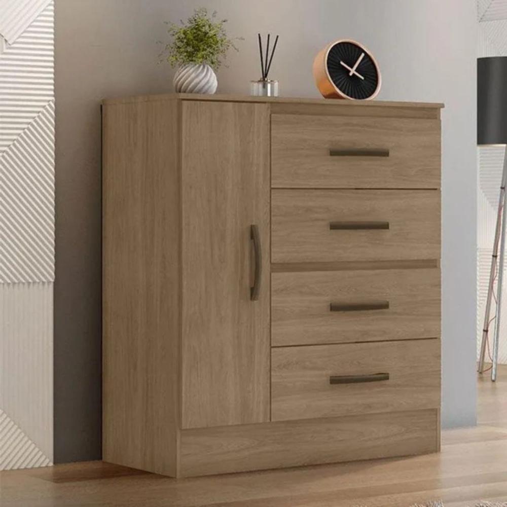 Gaveteiro Com 4 Gavetas 1 Porta Rancharia Carvalho Oak - 1