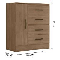 Gaveteiro Com 4 Gavetas 1 Porta Rancharia Carvalho Oak - 4