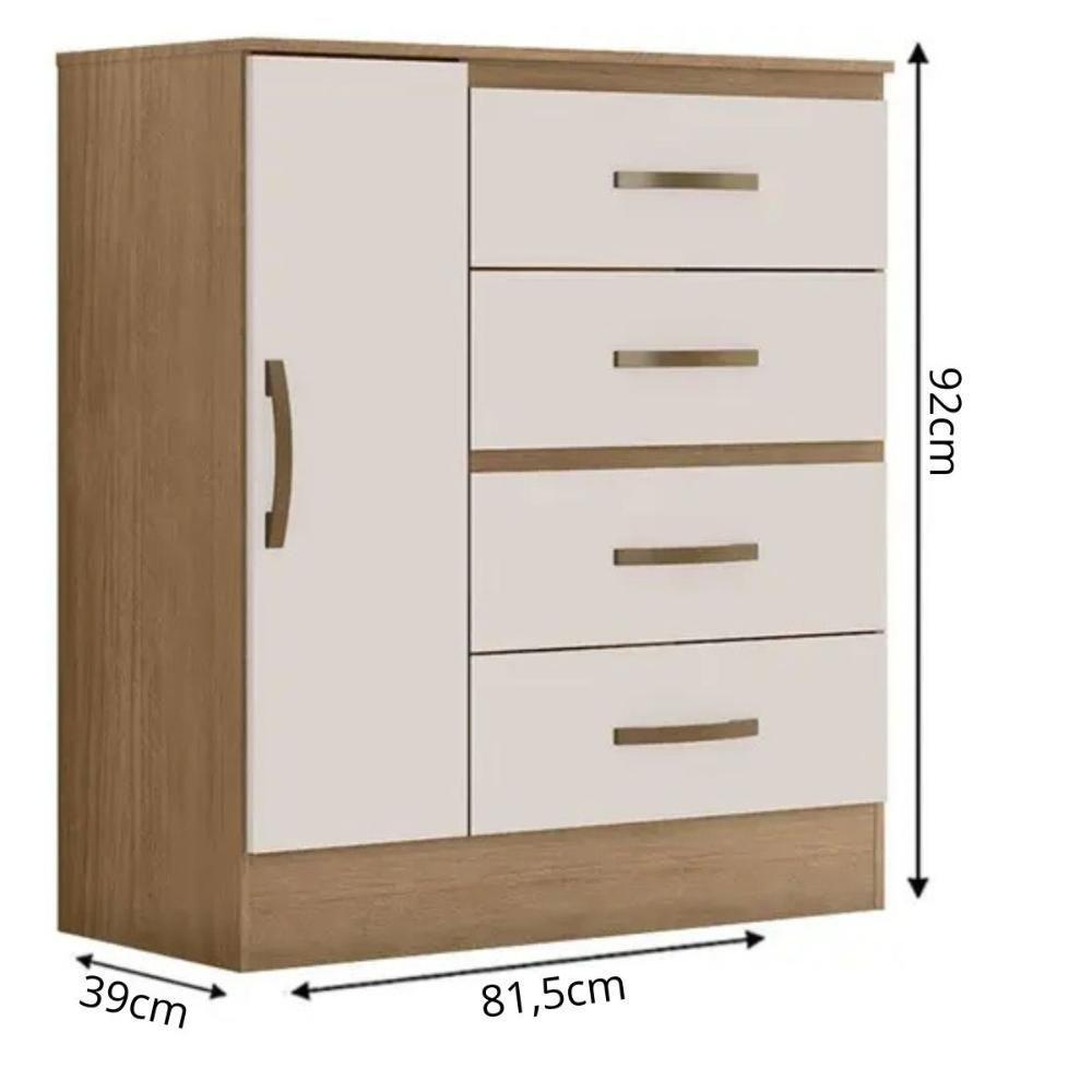 Gaveteiro Com 4 Gavetas 1 Porta Rancharia Nature Off White - 4
