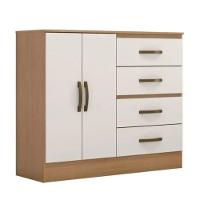 Gaveteiro Com 4 Gavetas 2 Porta Indiana Nature Off White - 2