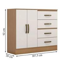 Gaveteiro Com 4 Gavetas 2 Porta Indiana Nature Off White - 4