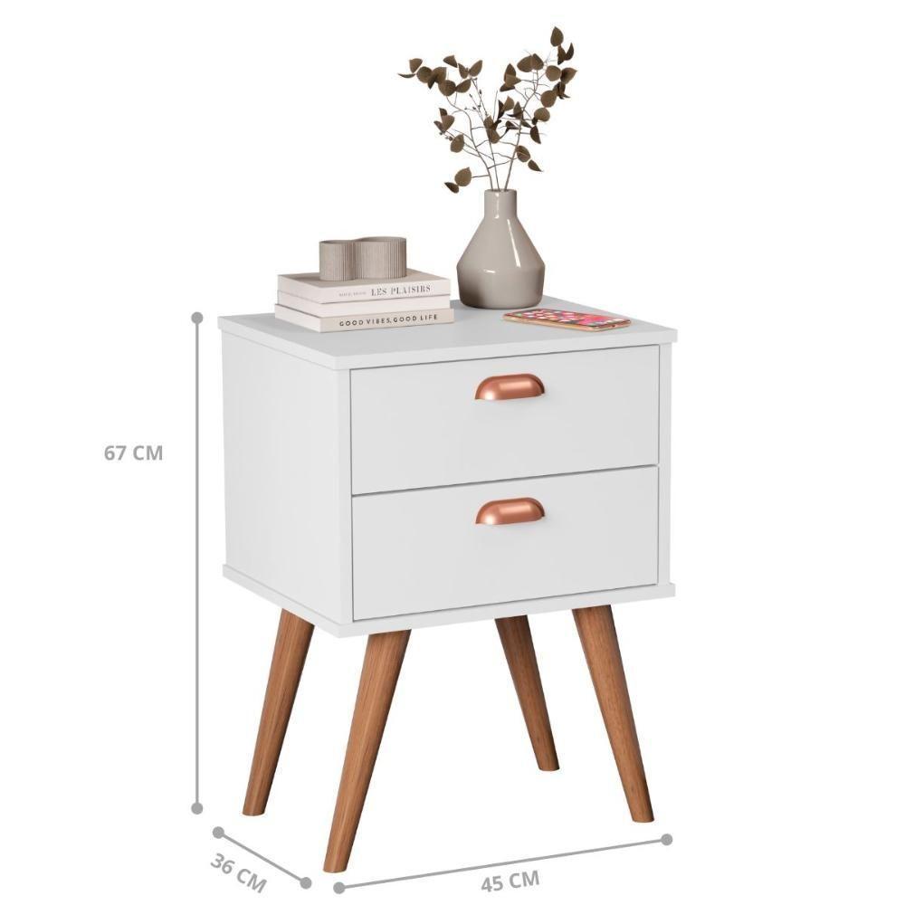 Mesa Apoio 2 Gavetas Mendoza Branco - 3