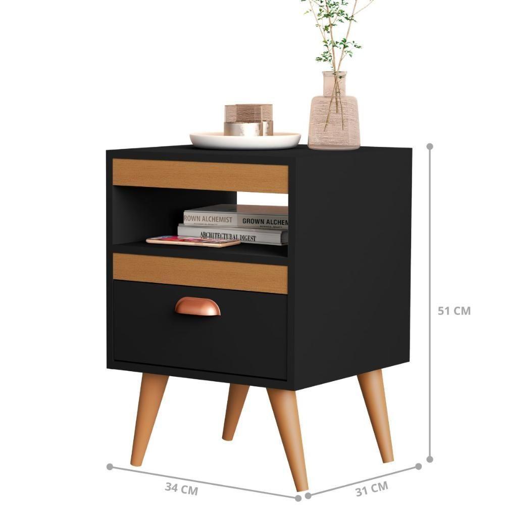 Kit Mesa Apoio 2 Unidades Puerto Iguazú Preto Ype - 2