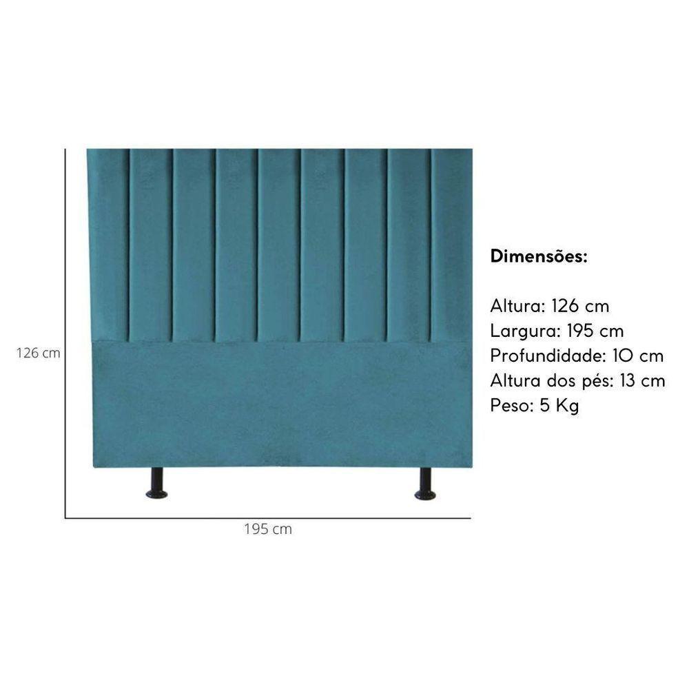 Cabeceira Estofada Cama Box King 195 Cm Luana Suede E Frame azul Turquesa - 3