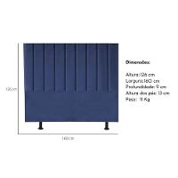 Cabeceira Cama Casal Queen Size 160 Cm Luana Suede E Frame azul Marinho - 5