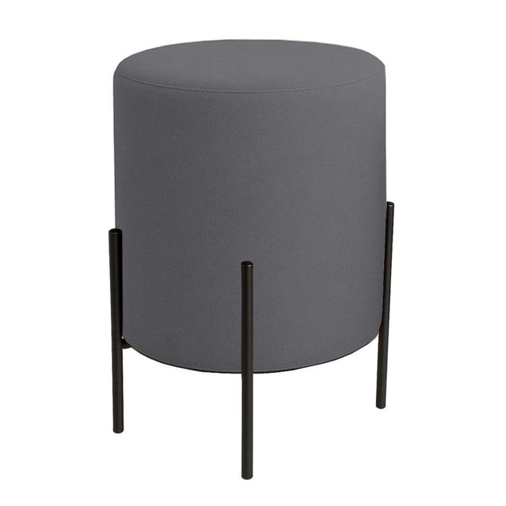 Puff Orgânico Boucle Thor Com Pés De Ferro Preto Cinza Escuro - 1